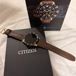 Citizen Smart Watch with Brown Leather and Black Dial